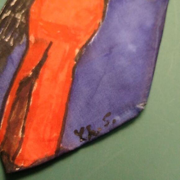 Stylish Signed Blue and Women in Red Dress Tie with Smooth Finish - Picture 3 of 6